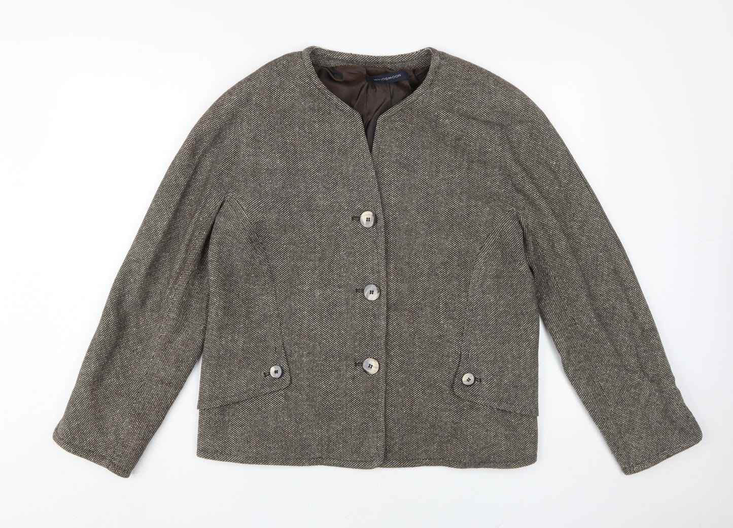 Windsmoor Women's Brown Tweed Herringbone Jacket Size 12
