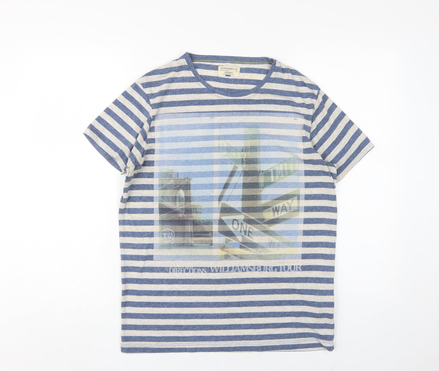 Jack & Jones Men's Blue Striped T-Shirt M