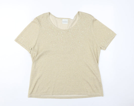Eastex Women's Beige Sequin Short Sleeve T-Shirt Size 16