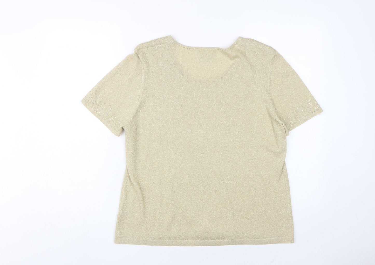 Eastex Women's Beige Sequin Short Sleeve T-Shirt Size 16