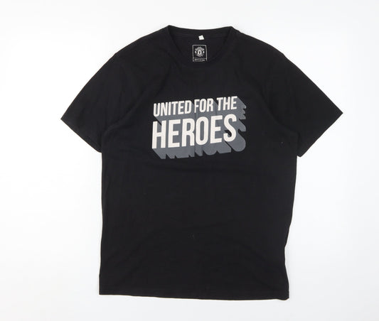 Manchester United Men's Black S T-Shirt, Sports Graphic