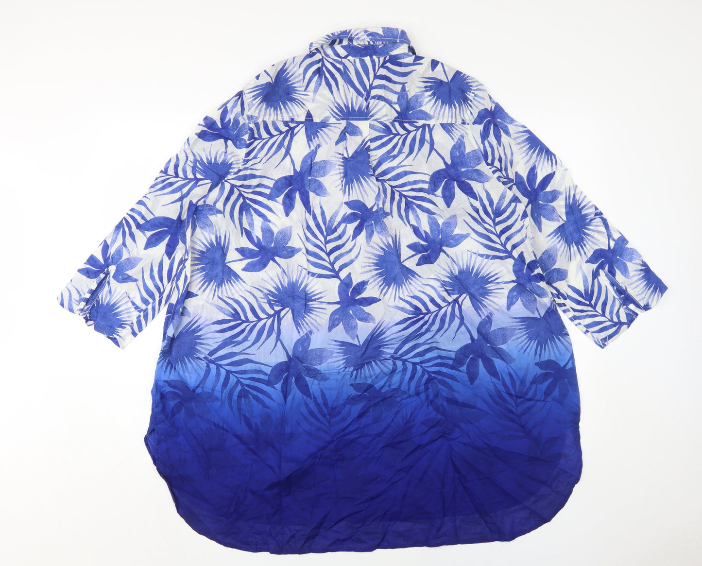 Marks and Spencer Women's Blue Floral Button-Up Tunic