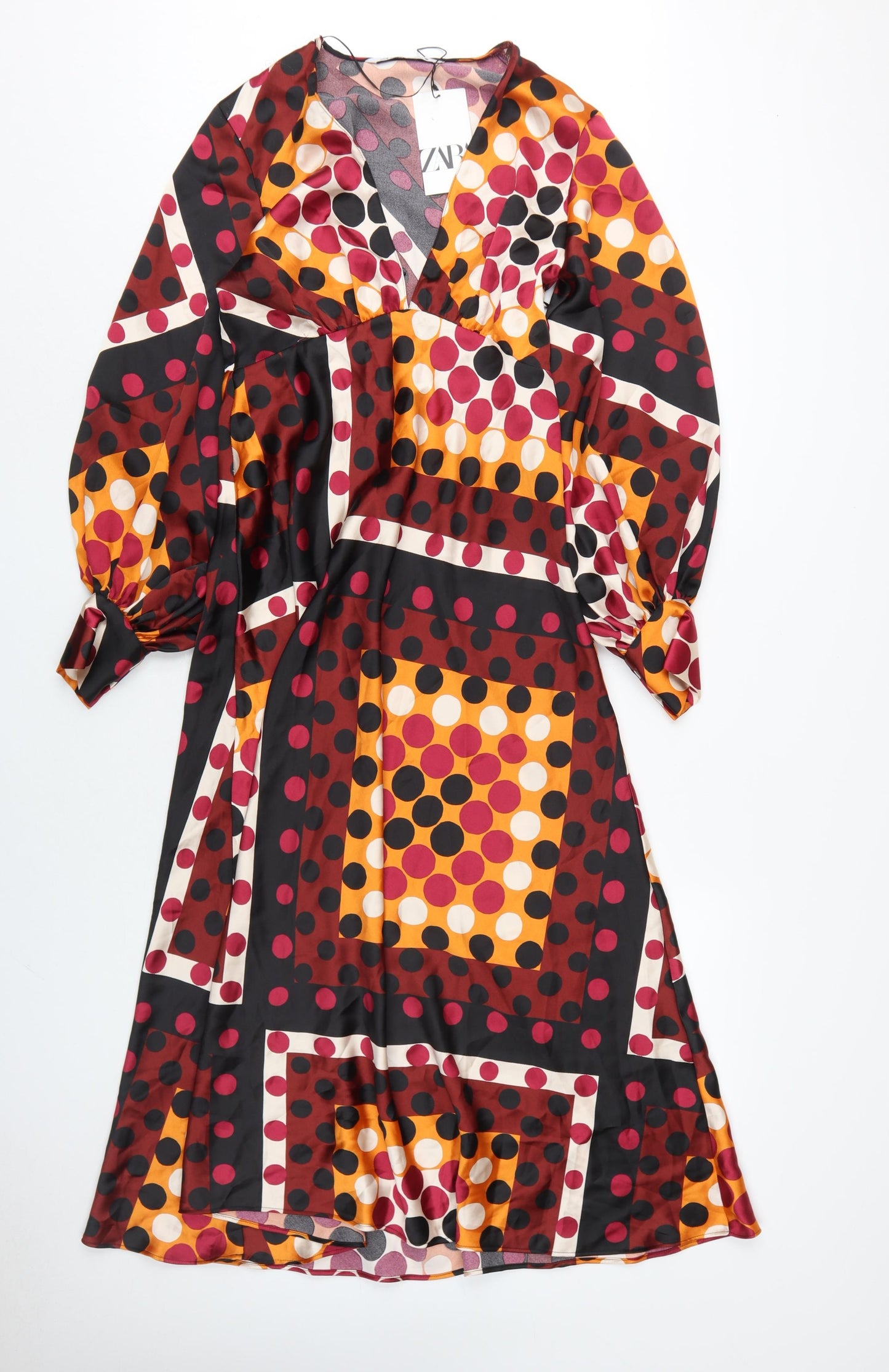 Zara Women's Multicoloured Polka Dot A-Line Dress Size S