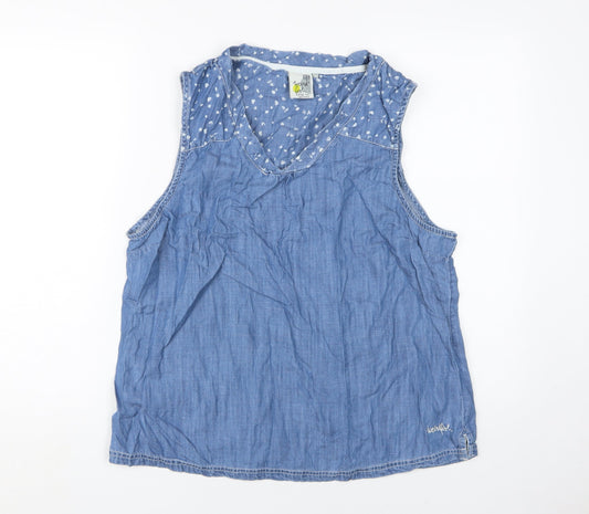 Weird Fish Women's Blue V-Neck Tank, Size 18