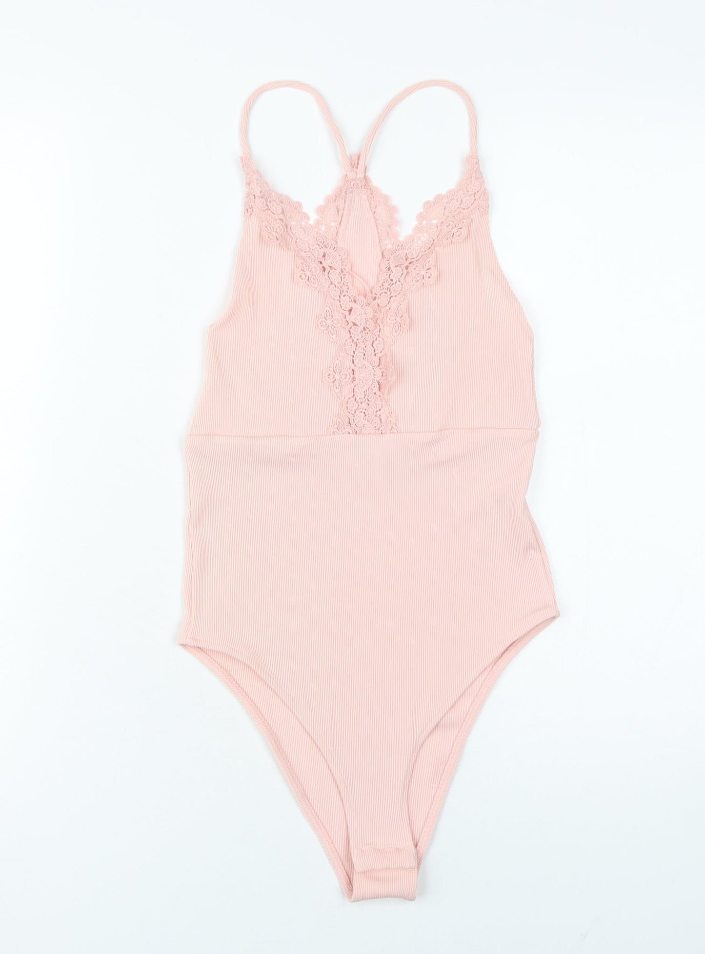 Topshop Women Pink Lace Bodysuit UK 10