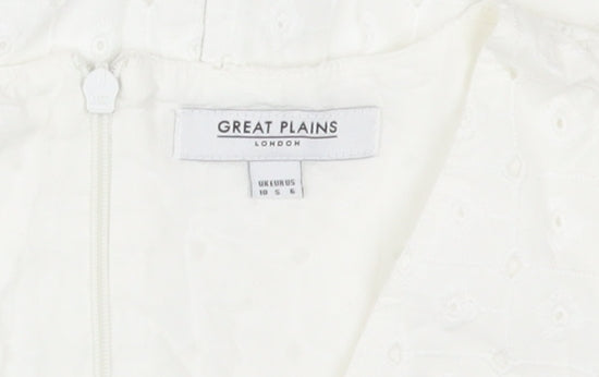 Great Plains Women's White V-Neck Shift Dress Size 10