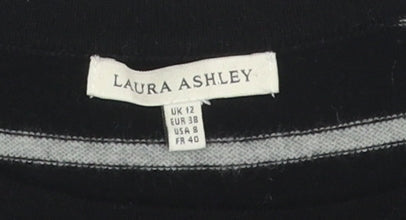 Laura Ashley Women's Black Striped Dress Size 12
