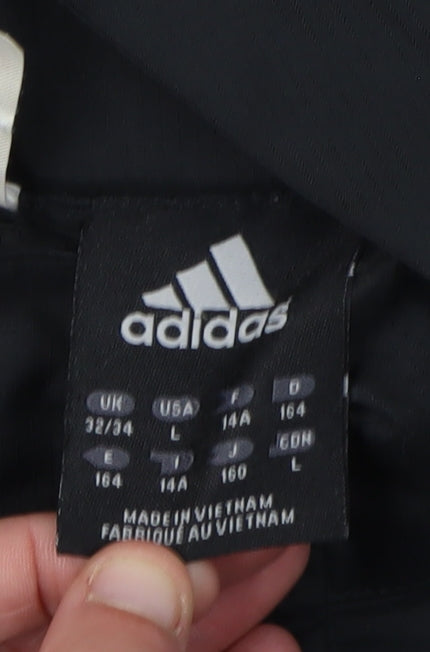 Adidas Men's Black Windbreaker Jacket, Size 164