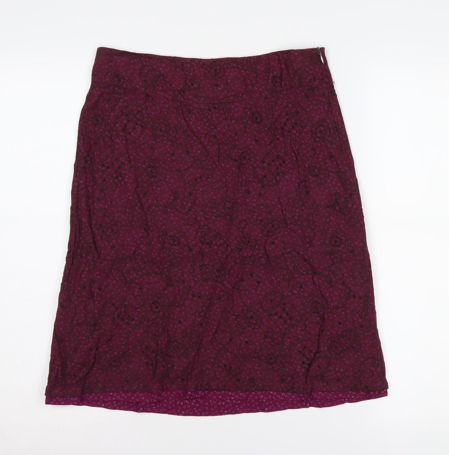 White Stuff Women's Purple Paisley Skirt, Size 8