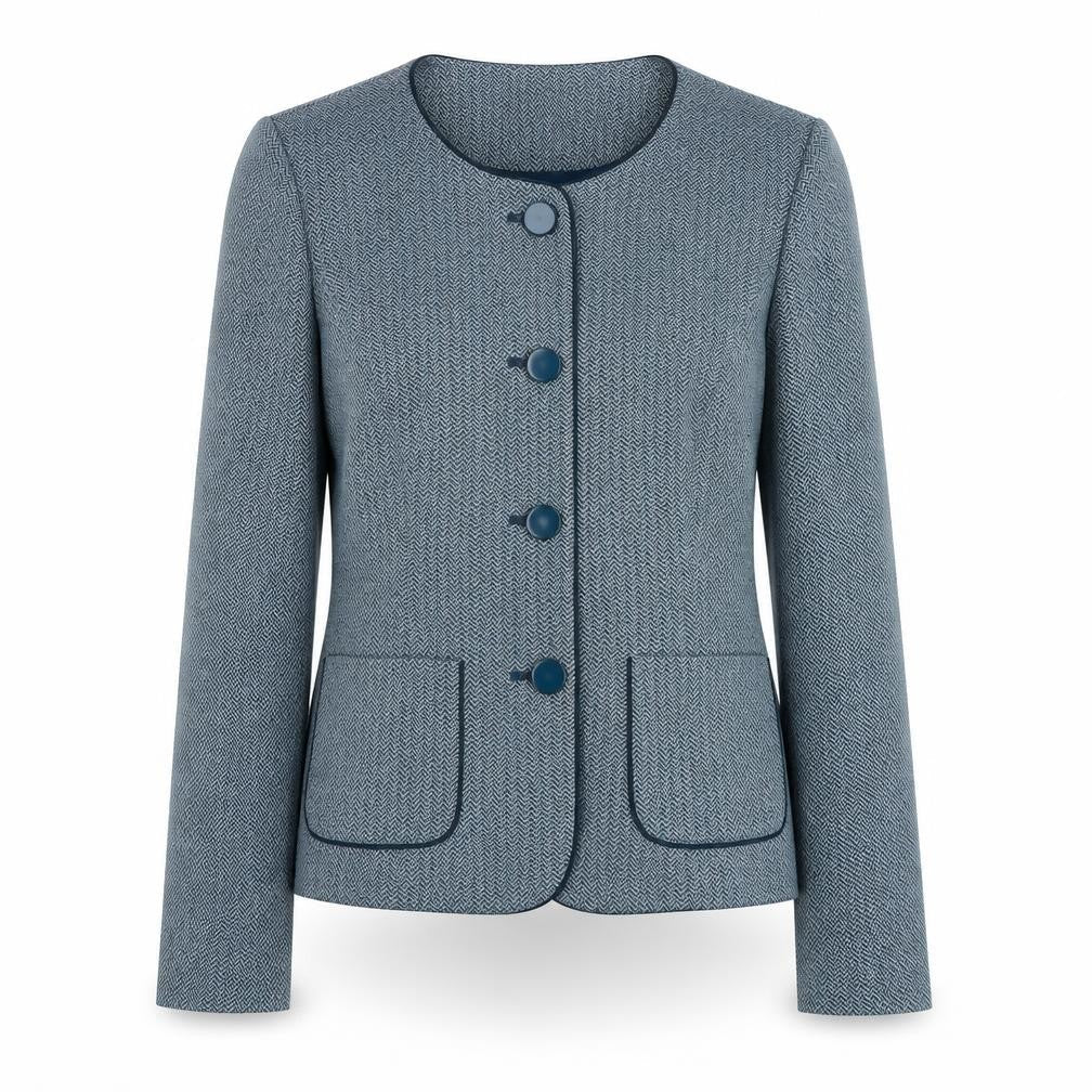 Eastex Women's Blue Chevron Suit Jacket Size 10