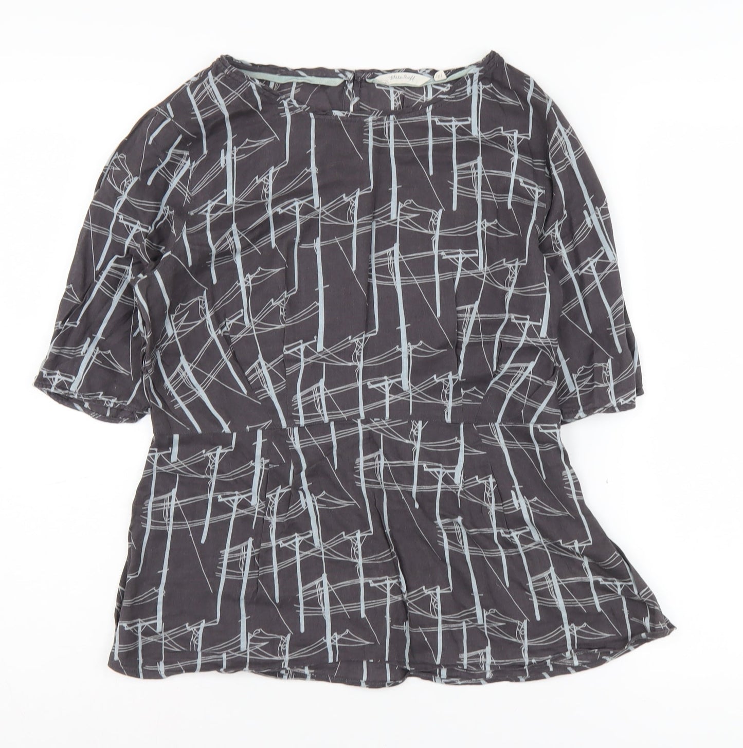 White Stuff Women's Black Geometric Blouse Size 12