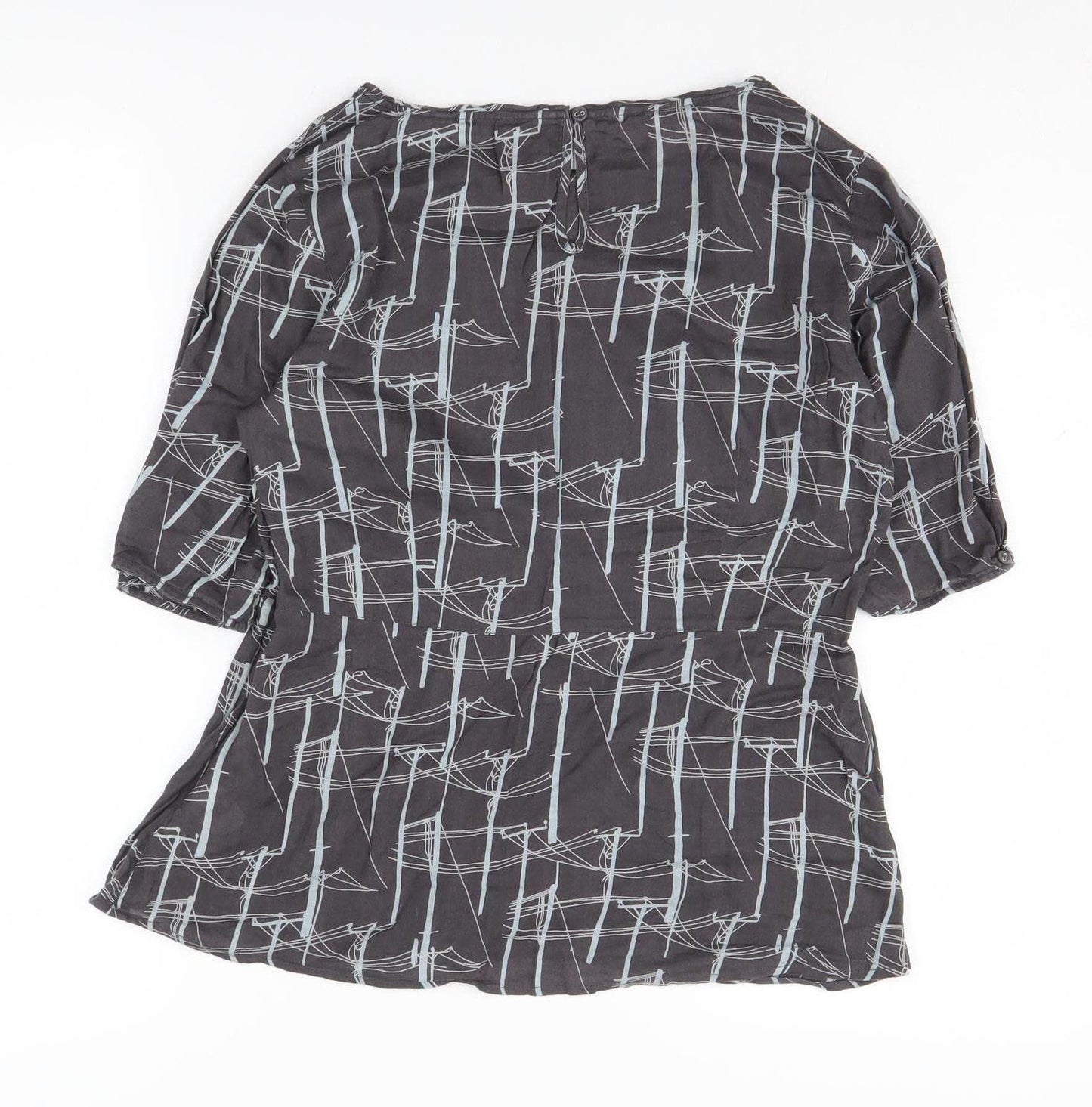 White Stuff Women's Black Geometric Blouse Size 12
