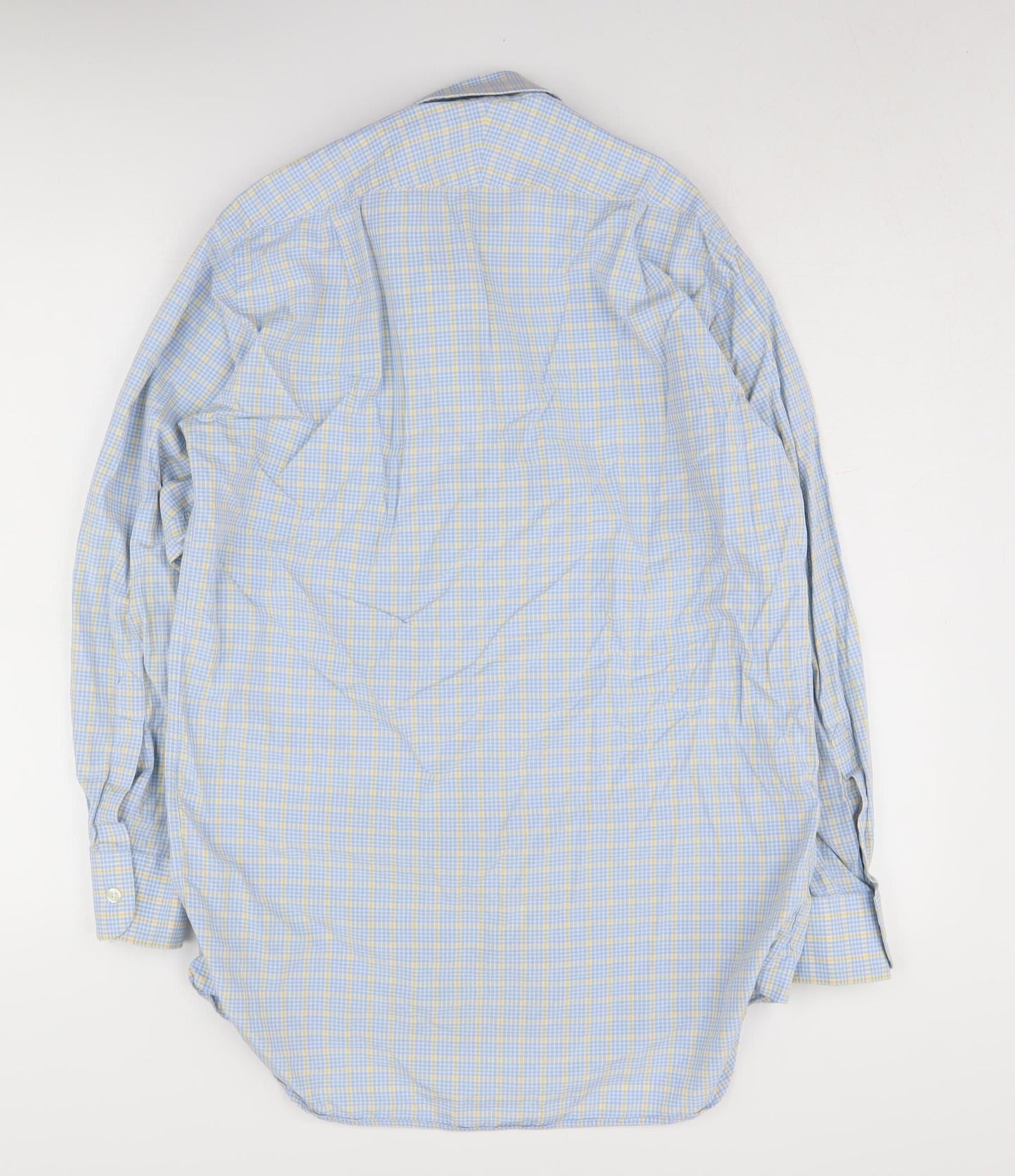 Joseph Turner Men's Blue Cotton Check Dress Shirt Size 15