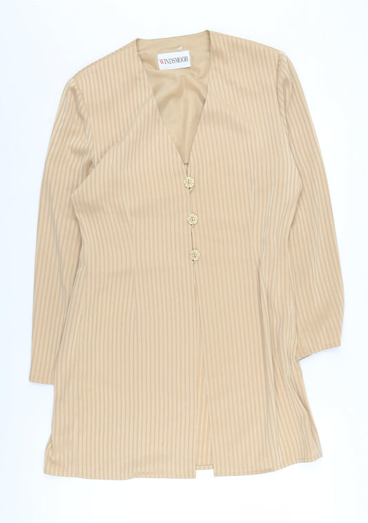 Windsmoor Women's Beige Striped Long Sleeve Blouse