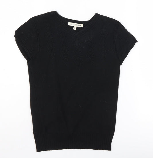 Laura Ashley Women's Black Silk Blend Pullover Jumper Size 8