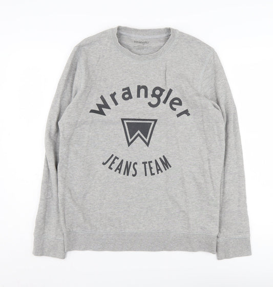 Wrangler Men's Grey Sweatshirt Small - Graphic Print, Crew Neck