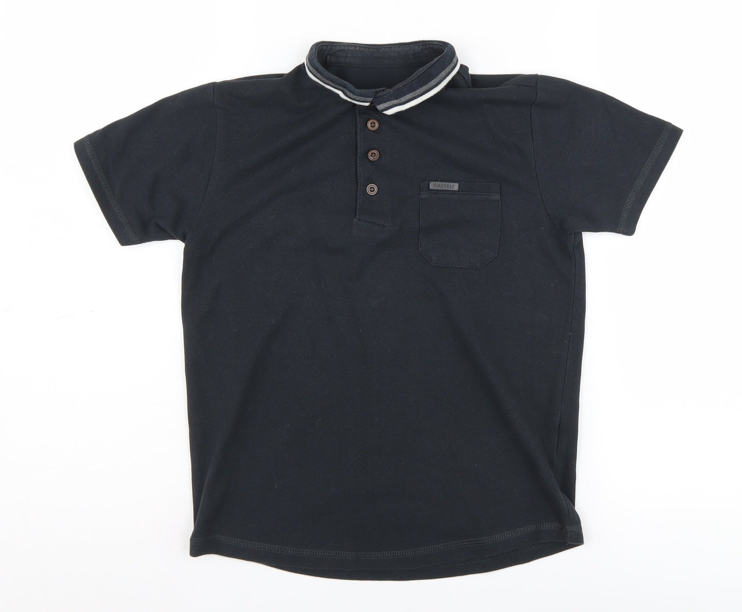 Firetrap Boys Polo Shirt Black 9-10 Years Button Down Collar