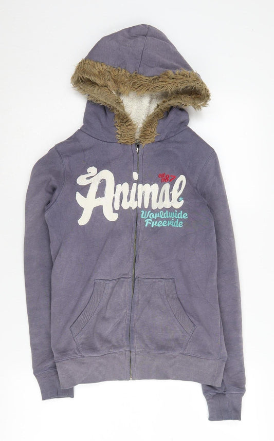 Animal Women's Purple Full Zip Hoodie with Fur Trim Size S