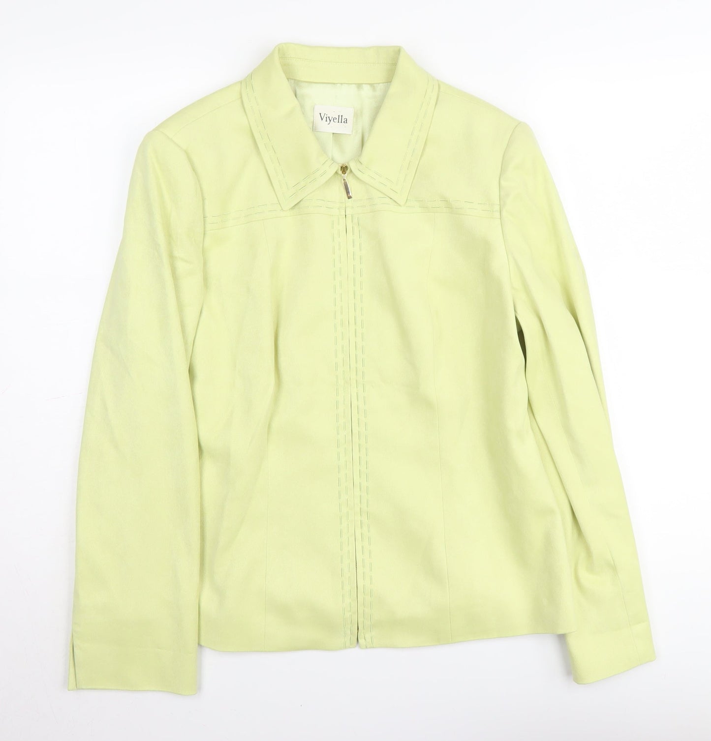 Viyella Women's Green Jacket Size 12, Full Zip Mid-Length