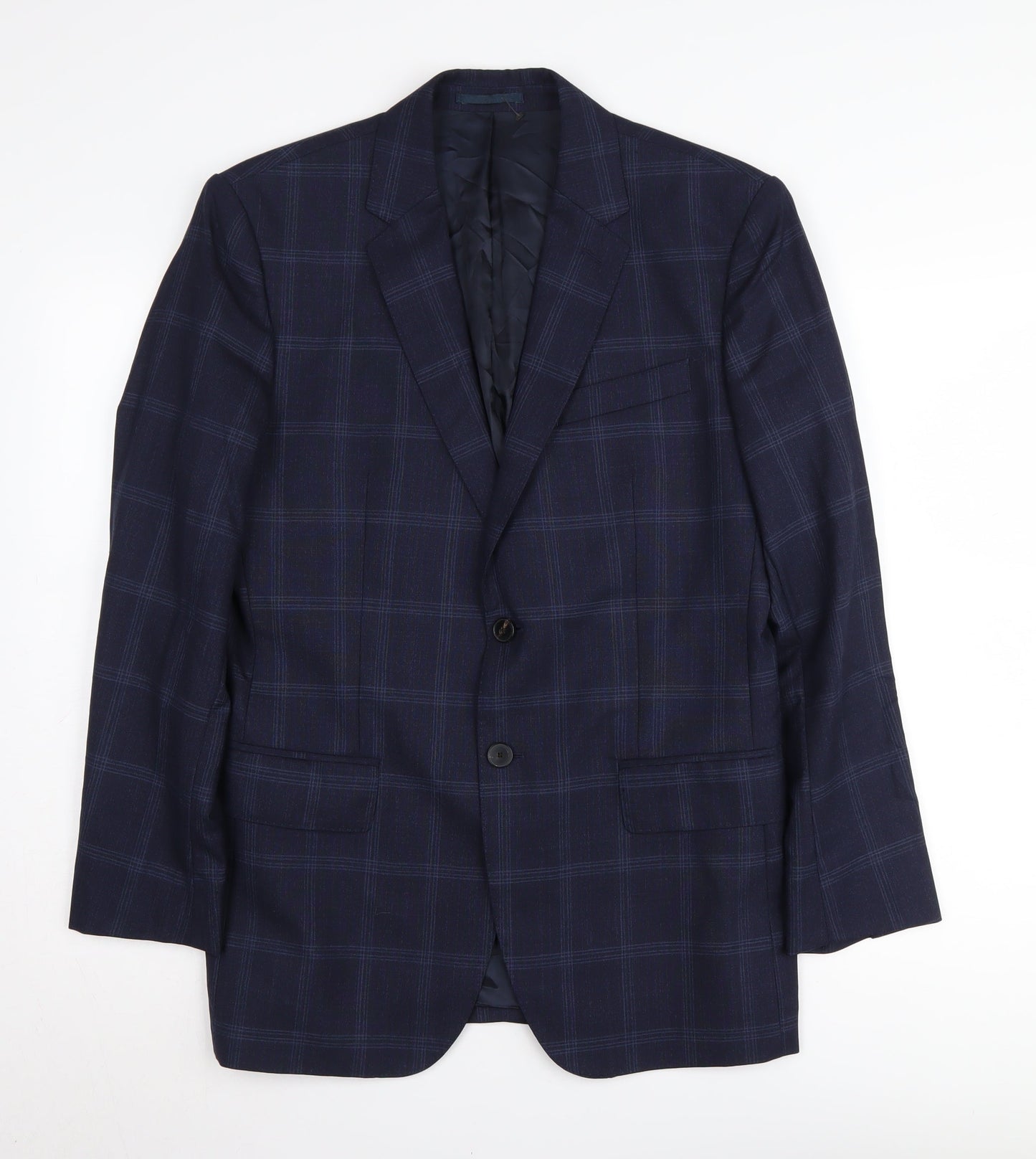 Reiss Men's Blue Check Blazer, Size 40, Classic Formal