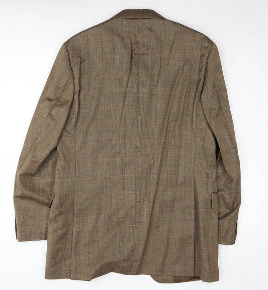 Austin Reed Men's Brown Wool Blazer 42L Classic Check