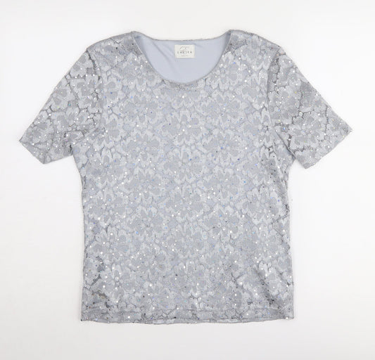 Eastex Women's Silver Sequin Party T-Shirt Size 10