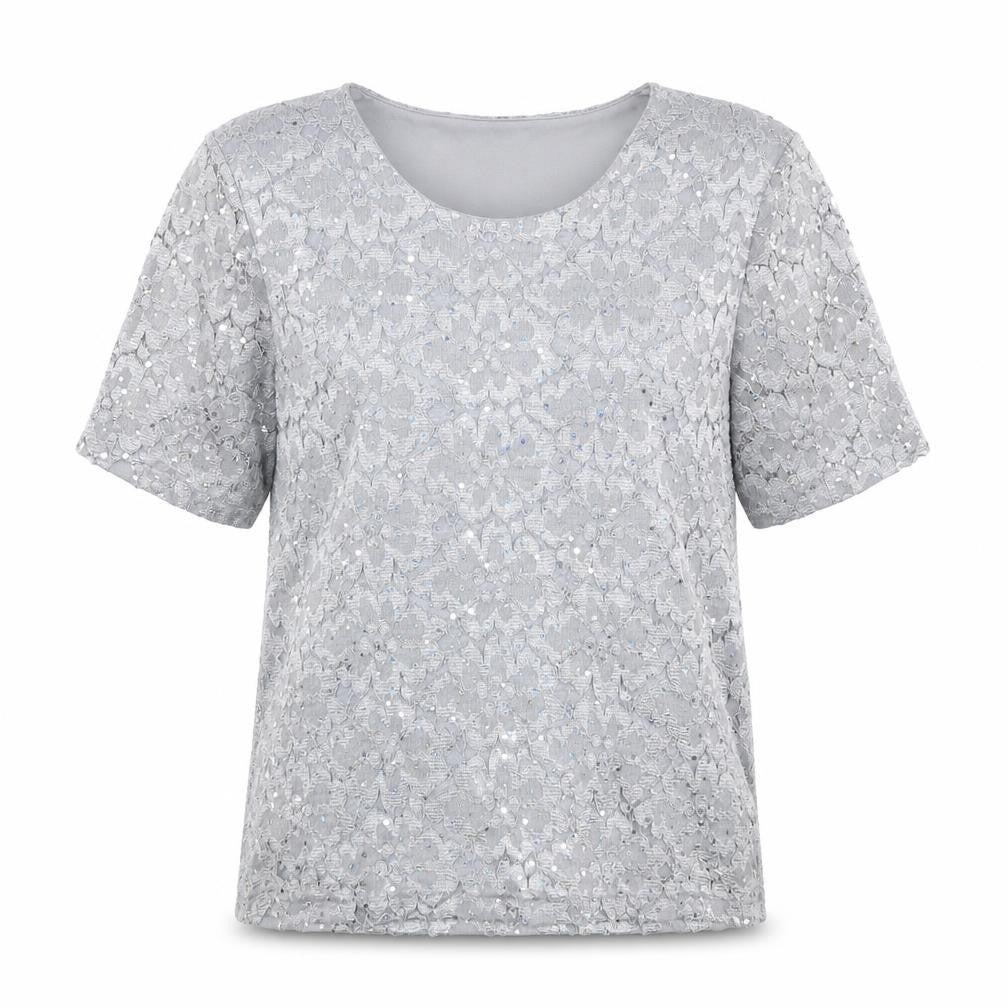 Womens UK Size 10 Eastex Silver Polyester Blend T-Shirt