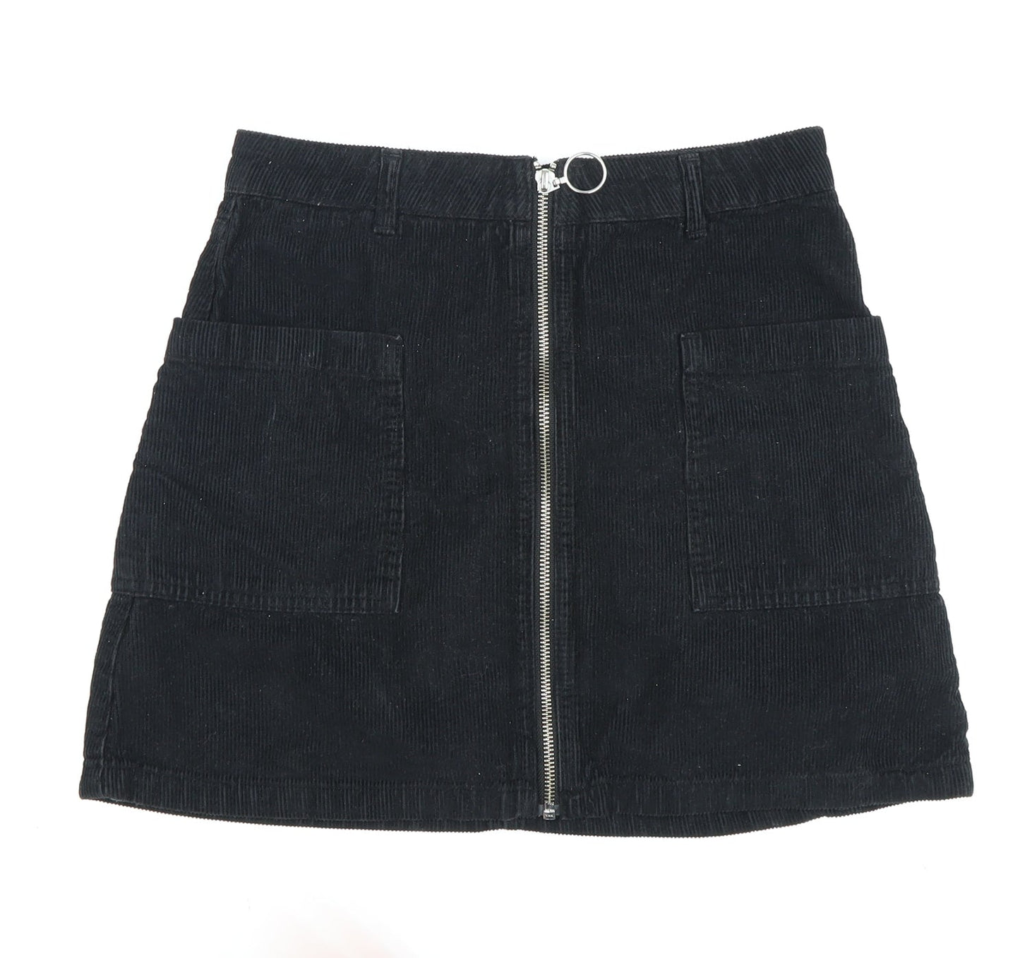 Topshop Women’s Black Corduroy A-Line Skirt, Size 10