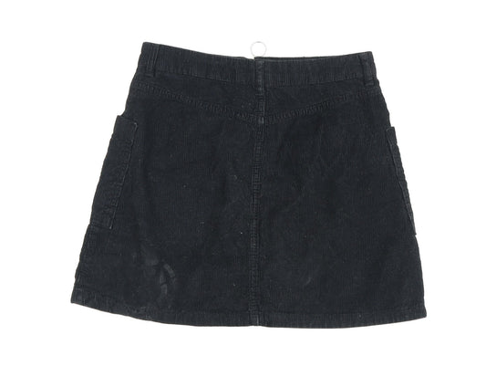 Topshop Women’s Black Corduroy A-Line Skirt, Size 10