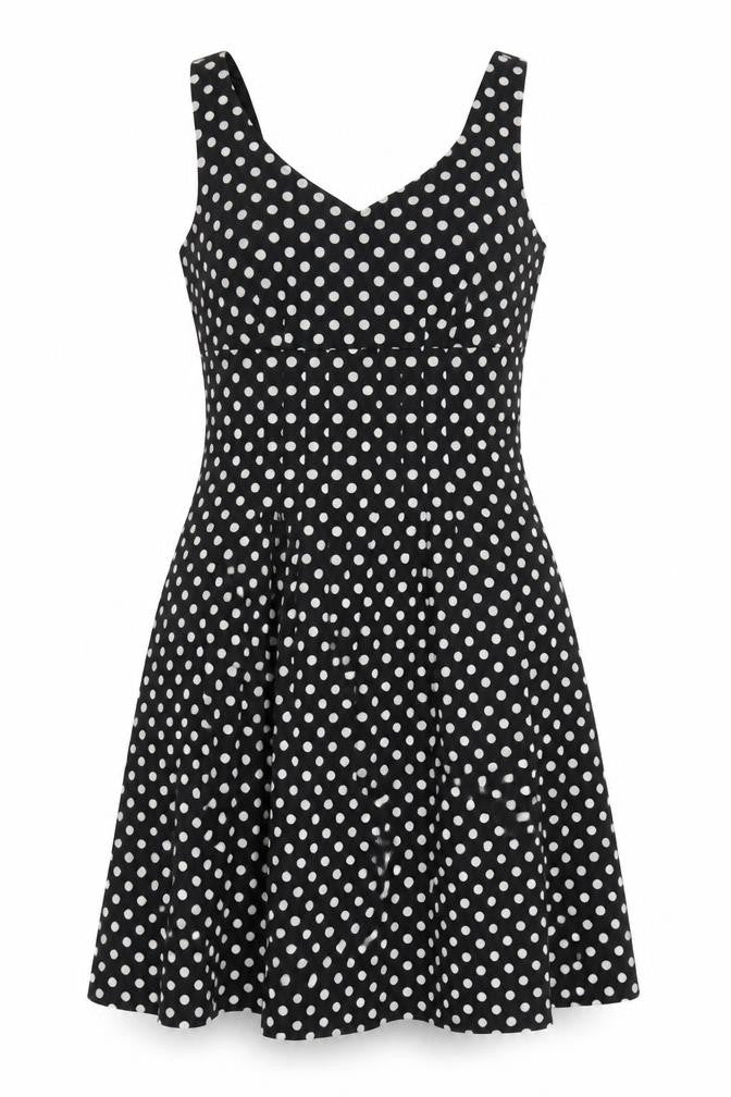 Laura Ashley Women's Black Polka Dot A-Line Dress