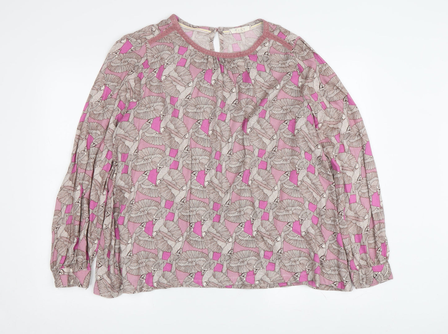 White Stuff Women's Pink Geometric Blouse Size 14