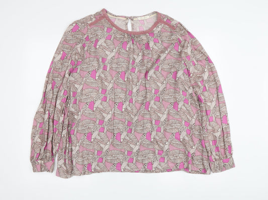 White Stuff Women's Pink Geometric Blouse Size 14