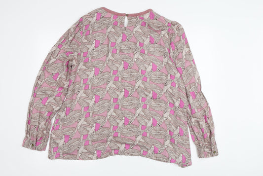 White Stuff Women's Pink Geometric Blouse Size 14