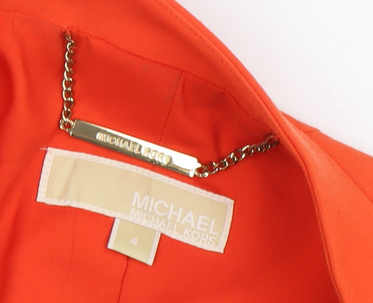 Michael Kors Women’s Orange Jacket, Size 4, Zipped Pockets