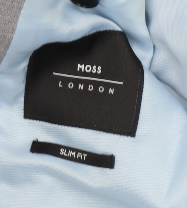 Moss London Men’s Grey Slim Fit Blazer, Size 38L