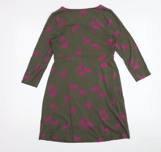 Boden Women's Green Animal A-Line Dress Size 10