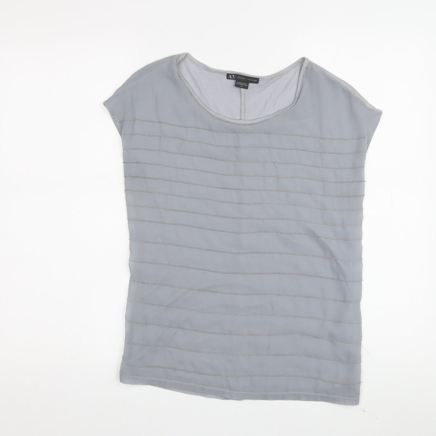 Armani Exchange Women's Grey Striped T-Shirt S