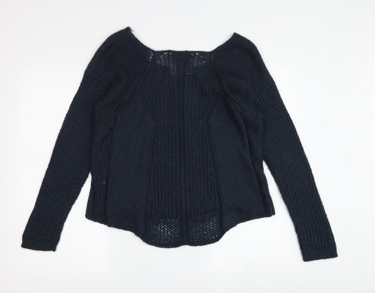 Superdry Women's Black Pullover Jumper, Size S, Scoop Neck