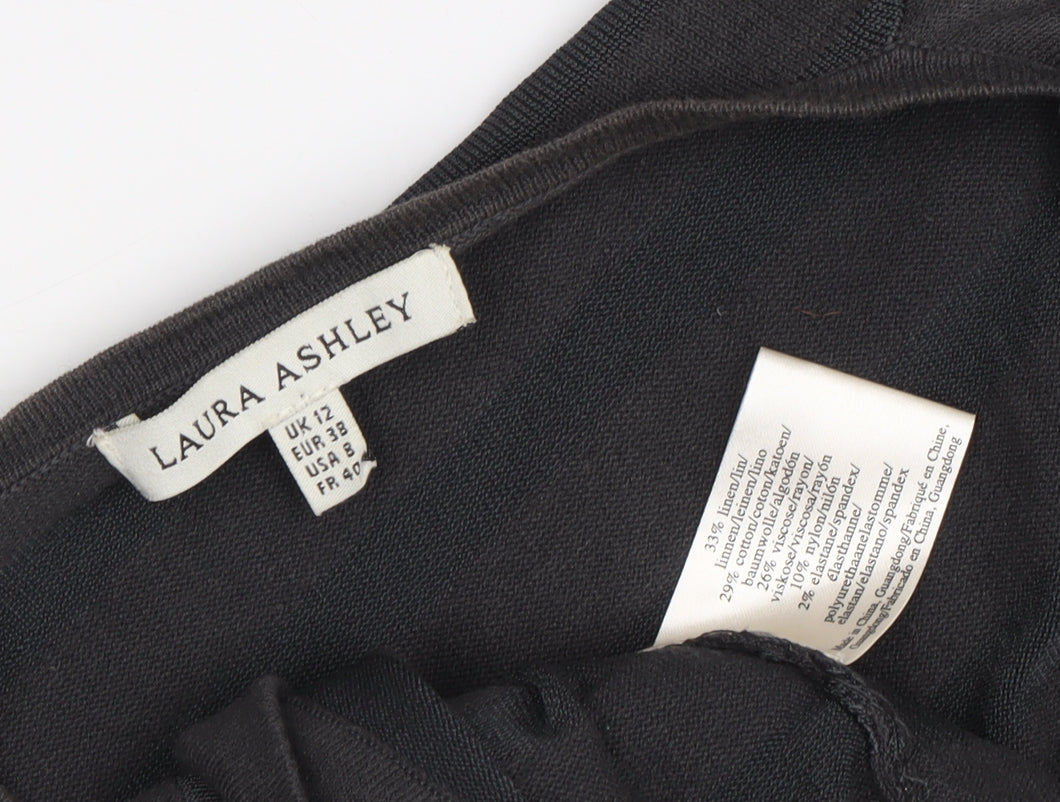 Laura Ashley Women's Black Cardigan UK 12 Striped Pattern