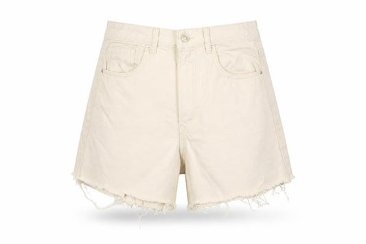 Stradivarius Women's Ivory 4 Cut-Off Denim Shorts