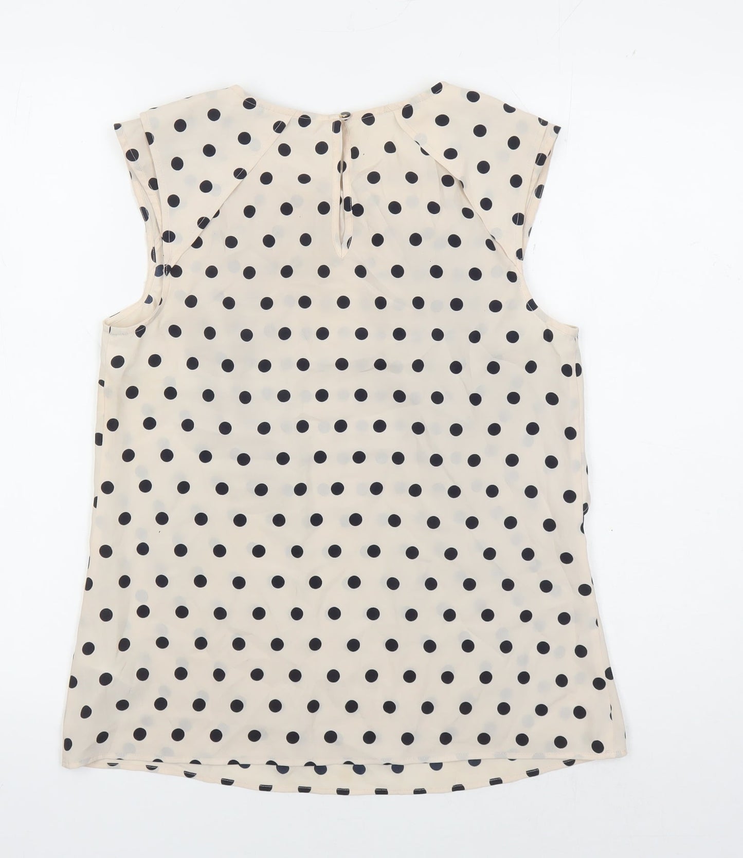 Oasis Beige Polka Dot Sleeveless Blouse Women Size 10