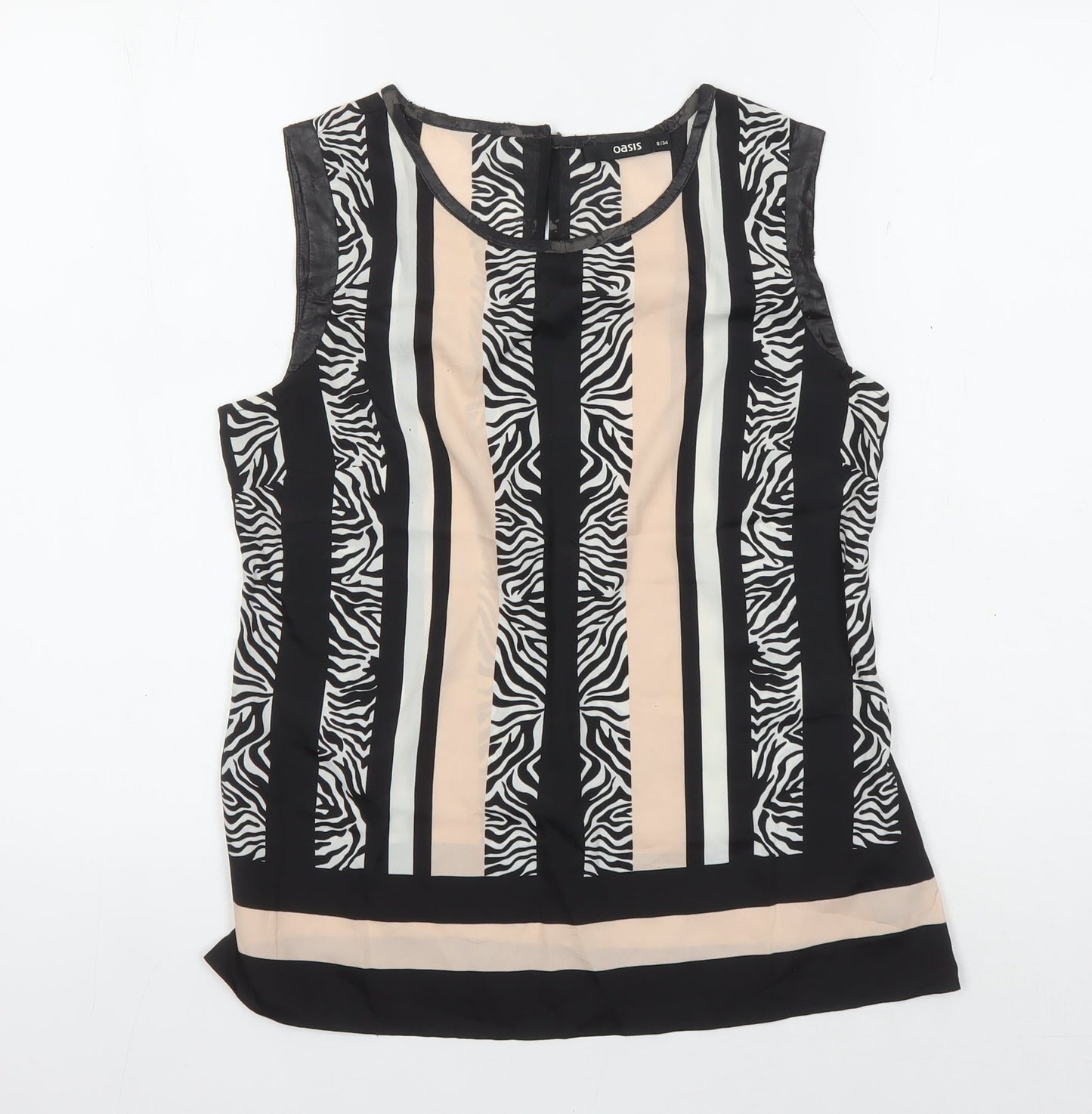 Oasis Women’s Multicoloured Blouse Size 8 Zebra Sleeveless