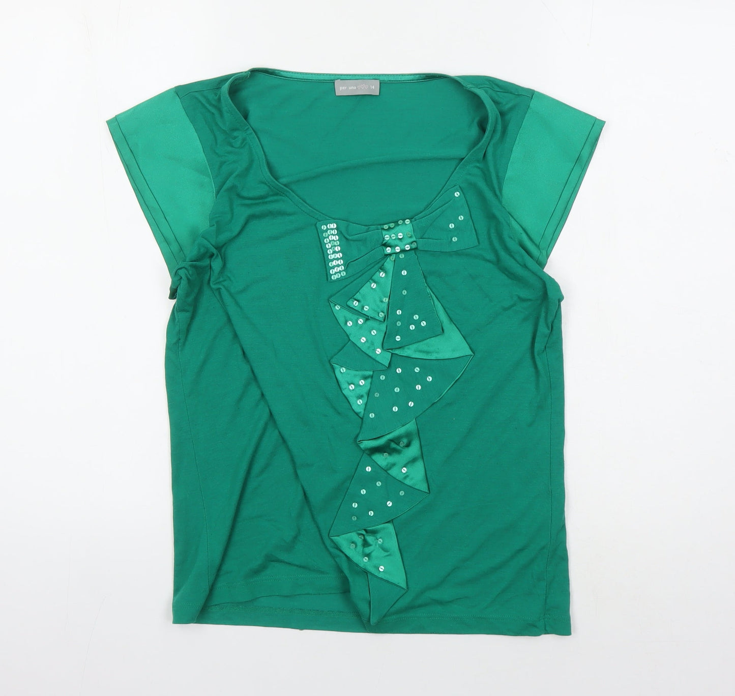 Marks and Spencer Women's Green Scoop Neck Top Size 14
