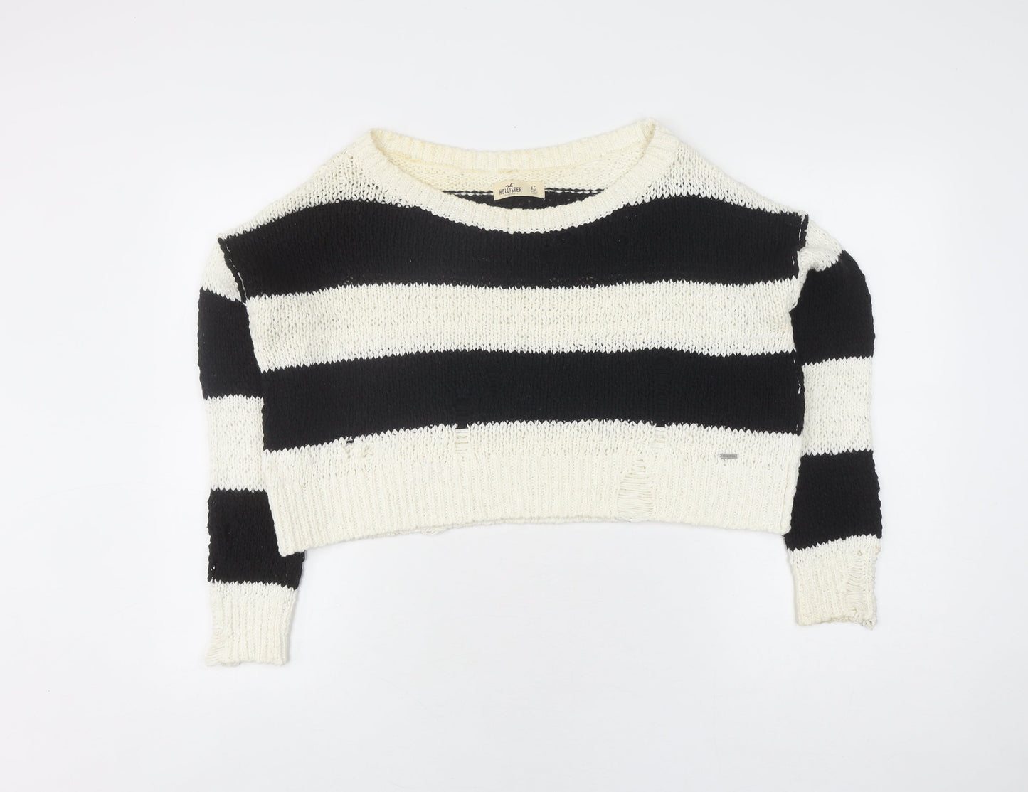 Hollister Women's Black Striped Pullover Jumper XS