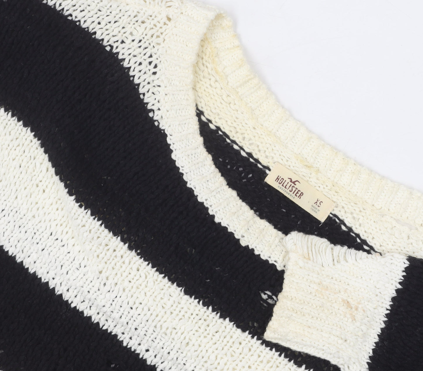 Hollister Women's Black Striped Pullover Jumper XS
