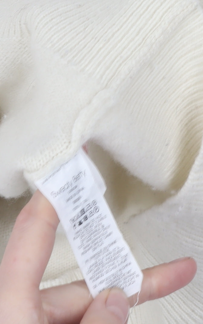 Sweaty Betty Women's White V-Neck Knit Pullover Jumper XS