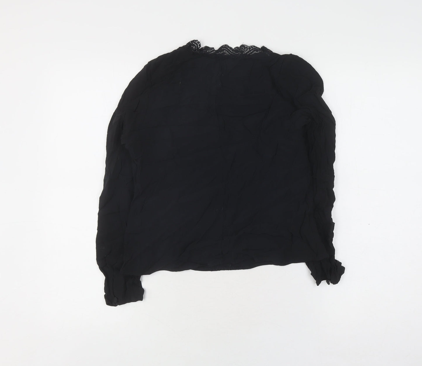 Marks and Spencer Black Lace Blouse, Size 10, Long Sleeve