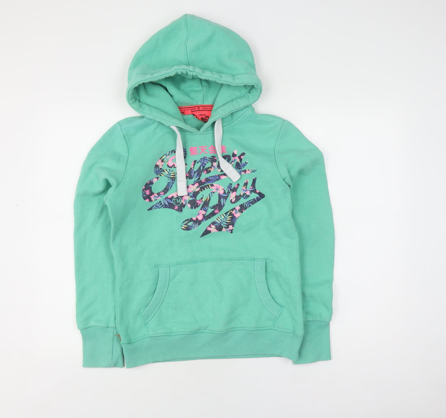 Superdry Women's Green Pullover Hoodie, Size S, Vintage Casual