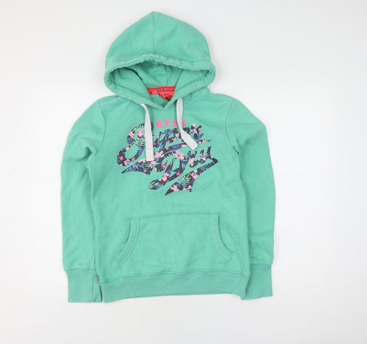 Superdry Women's Green Pullover Hoodie, Size S, Vintage Casual