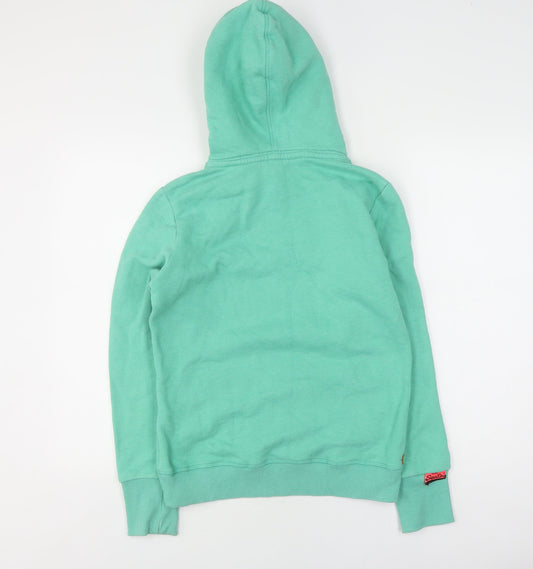Superdry Women's Green Pullover Hoodie, Size S, Vintage Casual